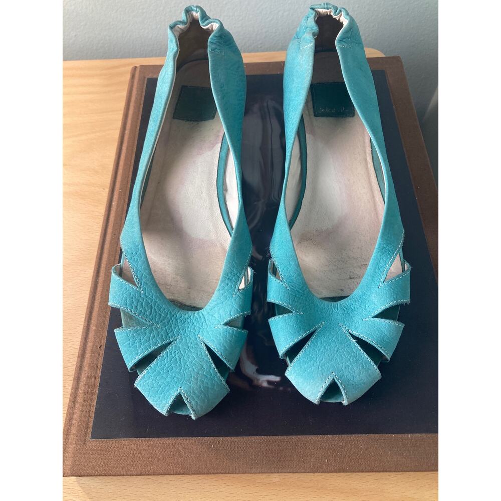 Dolce Vita Turquoise Suede Wedge Espadrilles Sandals Sz 10 ~ Rivera-bound!